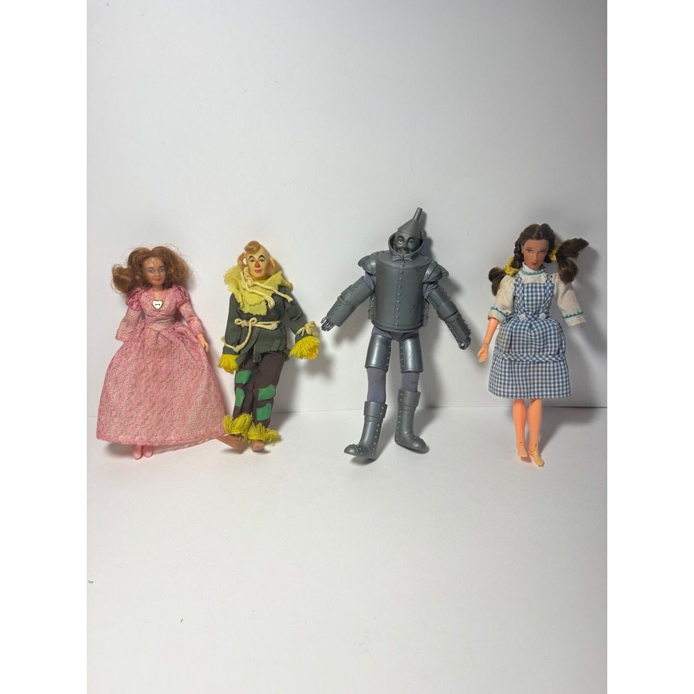 Vintage 1974 Mego Wizard of Oz Doll Lot Dorothy Tin Man Scarecrow Glinda 8 Inch